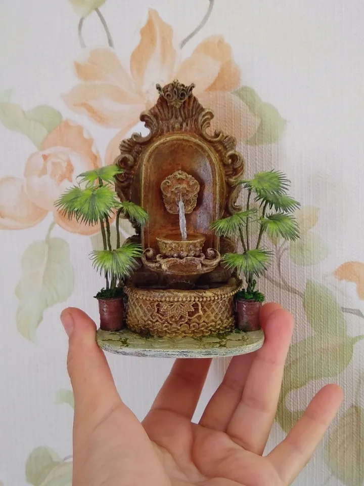 Miniature fountain. Fountain for the collection of dolls.1:12 scale.