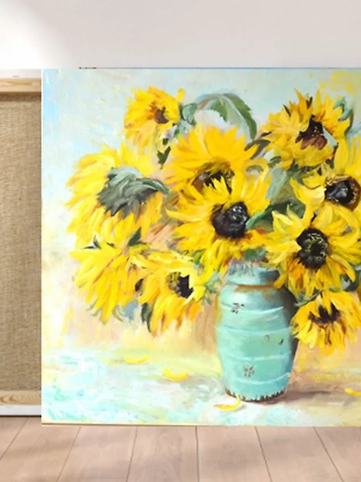 Sunflower Painting 向日葵绘画 Floral Original Oil Artwork Sunflower Art