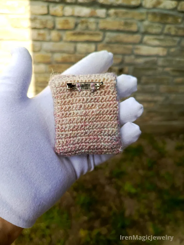 Handmade Sea Life Brooch with Mohair Yarn and Embroidery