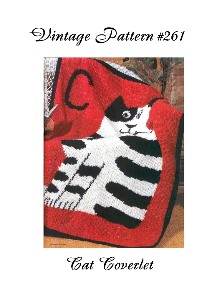 Cat Coverlet Afghan Vintage Crochet Pattern 261 PDF