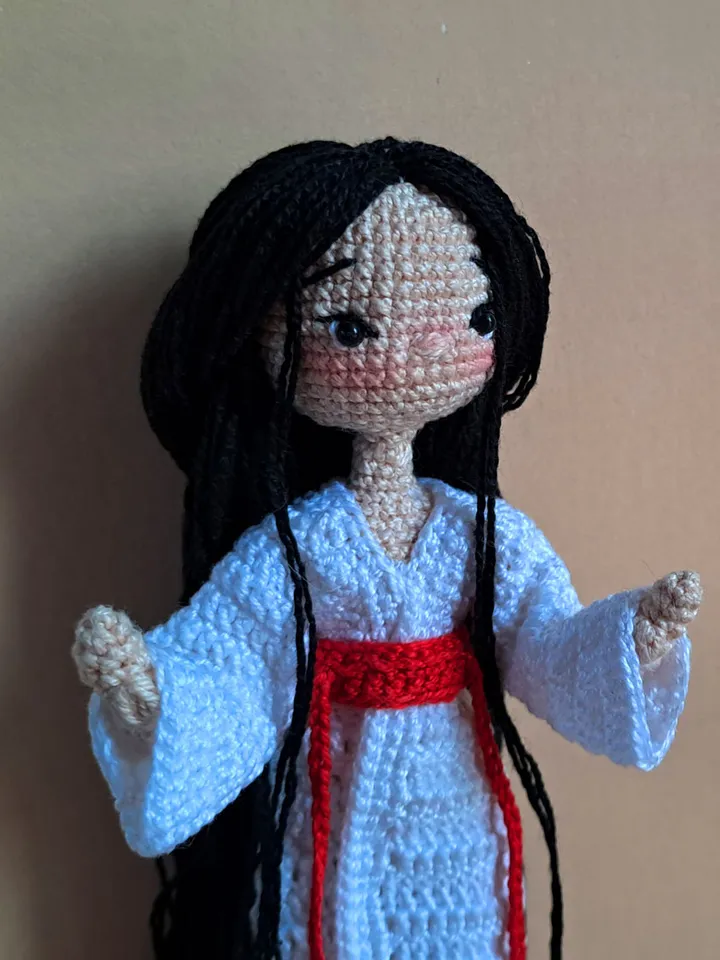 Asian crochet doll, japanese doll, handmade doll, japanese girl, unique doll