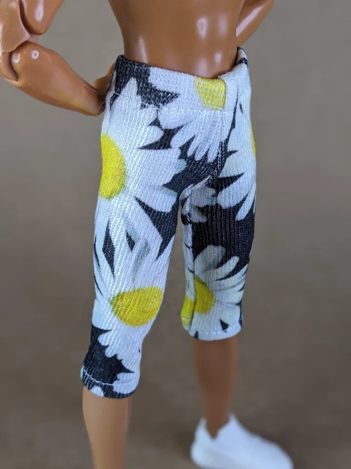 Floral printed elastic long shorts for for 12 inch fashion male dolls