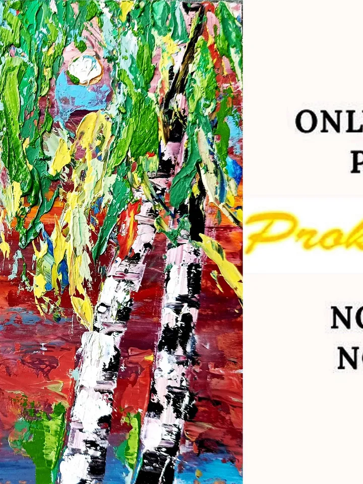 Vermont Painting Birch Tree Original Art Fall Impasto Oil Painting Landscape Wall Art Birch trees painting 8 by 8 in by ArtProkopaloSv