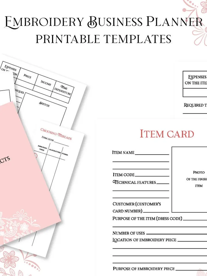 Embroidery and sewing business planner Printable A5 PDF Planner Embroidery Journal planner 49 pages Stickers Template Digital Planner