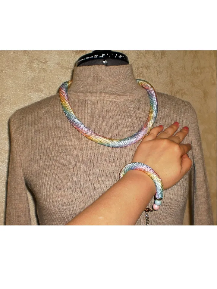 PDF Bead Crochet rope patterns, "Victory" necklace and bracelet