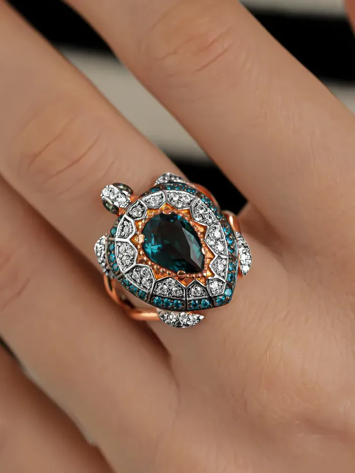 Ring Silver gold plated 925 assay value with topaz