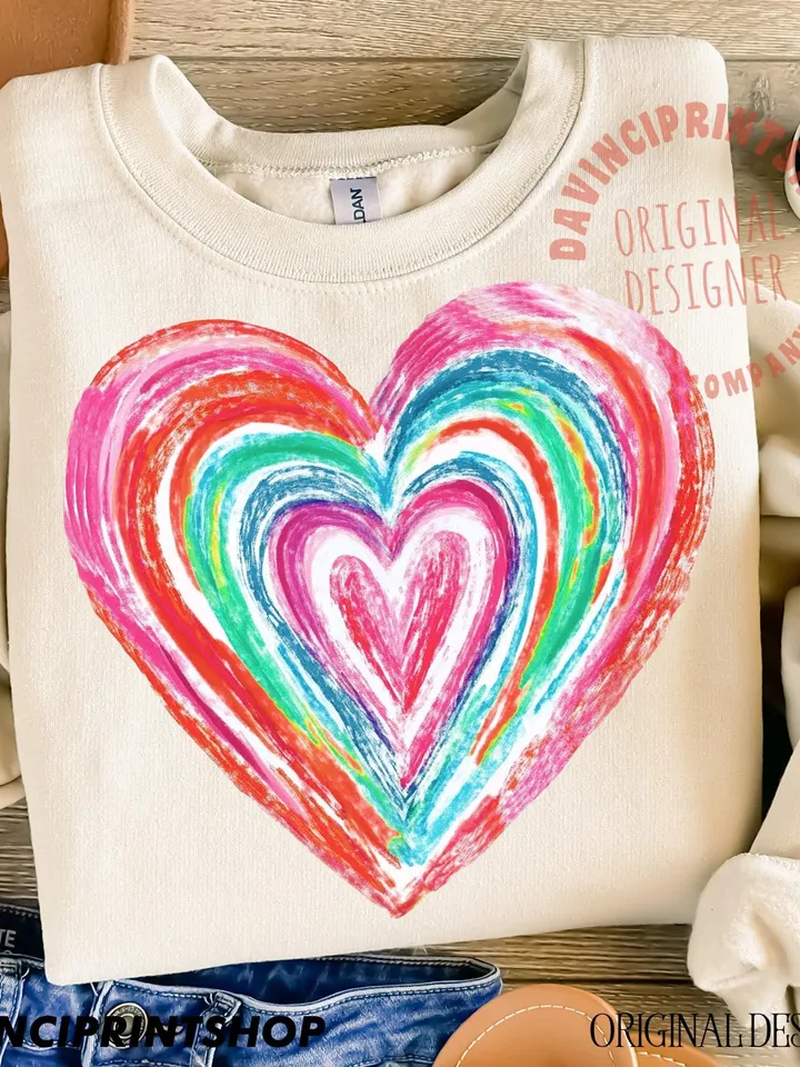 Valentines Day png Sublimation, Valentines heart printable, colorful rainbow heart digital, Valentines love clipart, Happy Valentines day