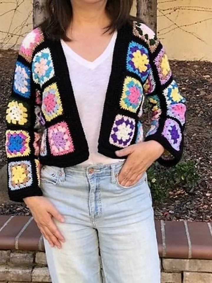 Cardigan crochet, granny squares cardigan crochet pattern, motif cardigan crochet size XS - 4XL