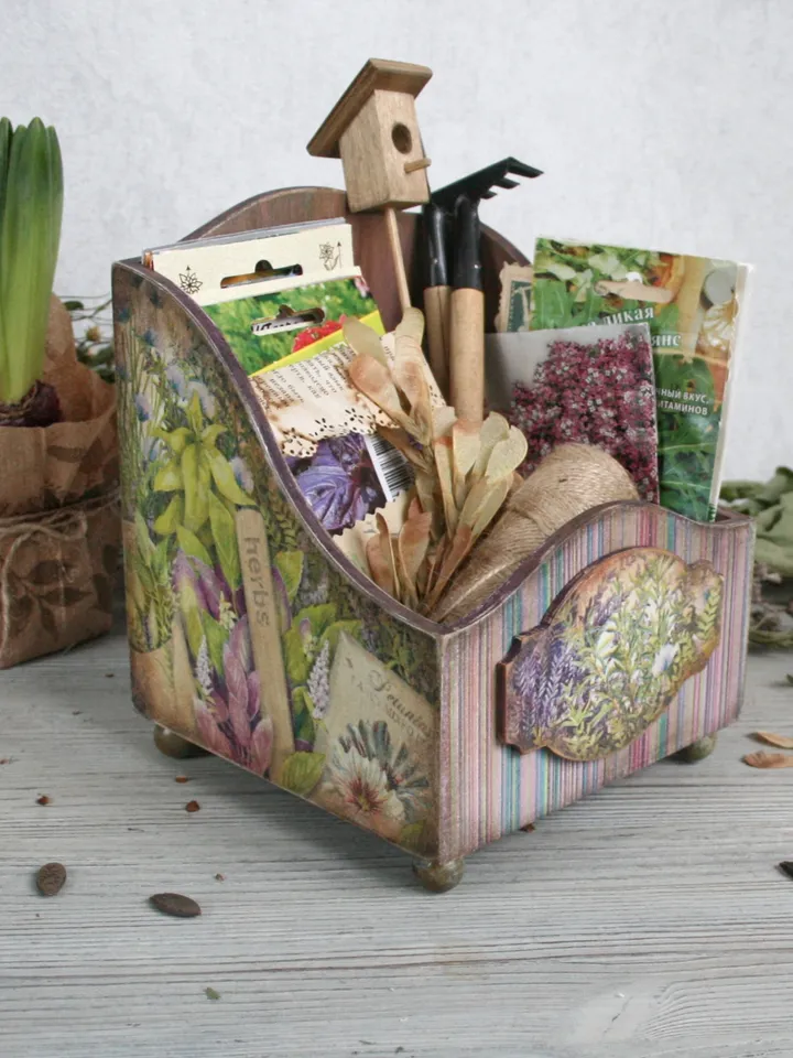 Handmade wooden spice rack organizer Packet Organizer Kitchen Storage Container