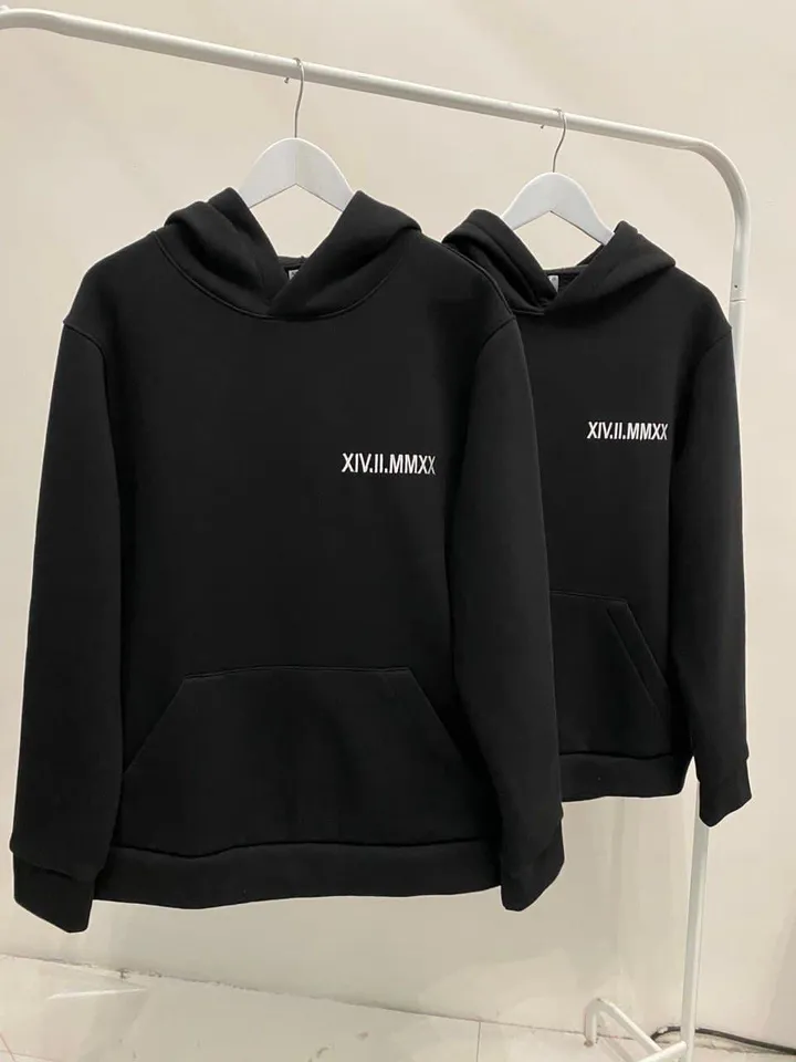 Embroidered Anniversary Roman Date Hoodies Custom  Couple Crewneck Sweatshirts Matching Items Christmas Gift for Her and Him
