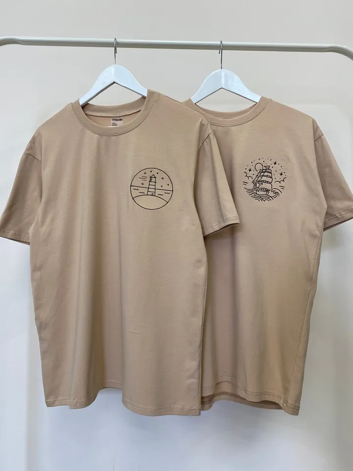 Couple Embroidered Ship and Lighthouse Hoodies Sweatshirts Long Distance Relationship T-shirts Aesthetic Gift For Him and Her