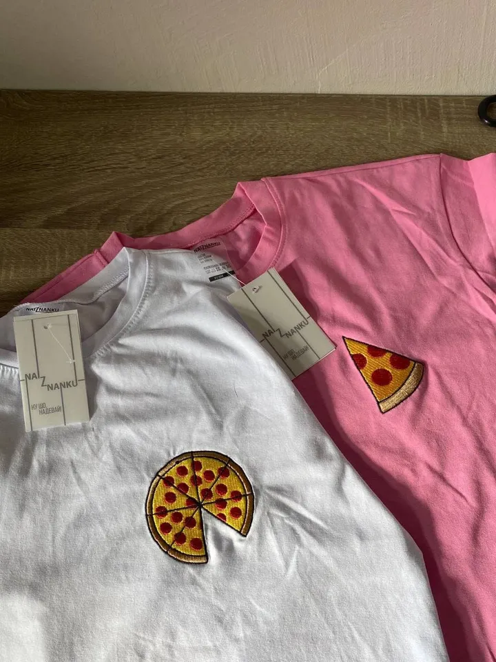 Couple Pizza Emroidered Hoodies Fast Food Love Sweatshirts Matching Tshirts Christmas Gift for Her and Him