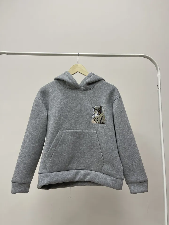 Embroidered Cat Pet Hoodie Embroidery Dog Animal Portrait by Photo Crewneck Sweatshirt Clothes Item Custom Gift for Pet Owner Lover