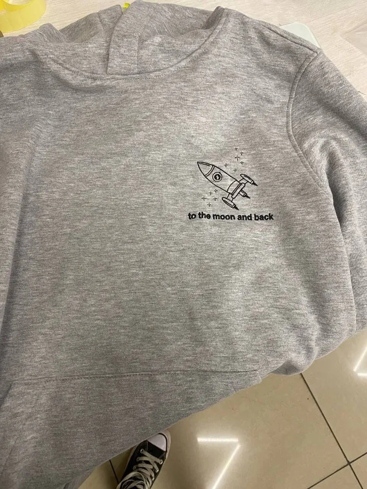 Couple Embroidered Space Rocket and Moon Hoodies Matching Sweatshirts Aesthetic Tshirts Christmas Gift for Her and Him