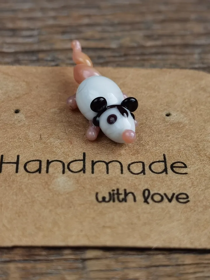 Opossum figurine Rat gifts Pet mouse Rat toy Glass opossum art Mouse miniature Dollhouse miniature Miniature animals Tiny glass possum