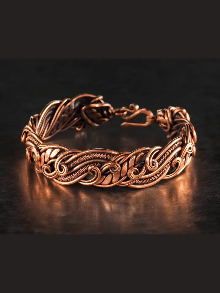 Copper wire wrapped bracelet for woman 7th Anniversary gift Small size bracelet Antique style copper Jewelry
