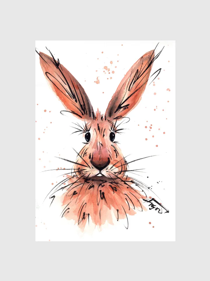 Hare Original watercolor, animals painting, wall decor, 8x11 in bunny art by Anne Gorywine