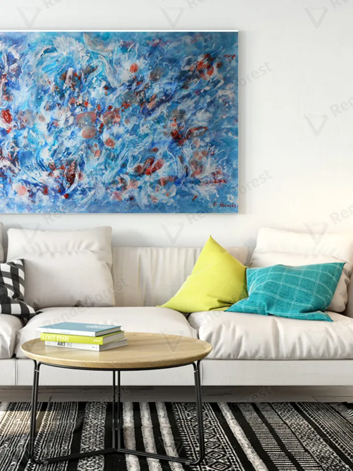 Abstract underwater painting acrylic | Underwater abstract art original