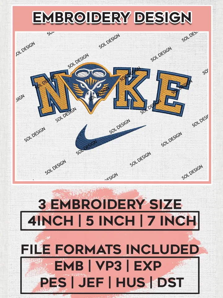 Nike UT Martin Skyhawks Machine Embroidery Design, NCAA UT Martin Skyhawks Embroidery Design files, NCAA Logo Embroidery Designs, NCAA Machine Embroidery Designs, Digital Download