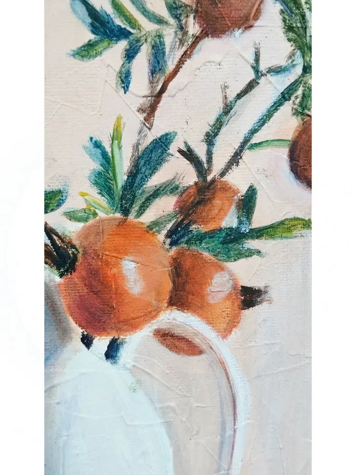 Painting with flowers with oil paints on canvas 60x40cm