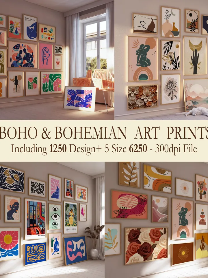 48500+ Gallery Wall Set, Mega Bundle, Bauhaus Wall Art, Boho Poster, Flower Botanical Wall Set, Fantastic poster, Matisse poster, Map Poster