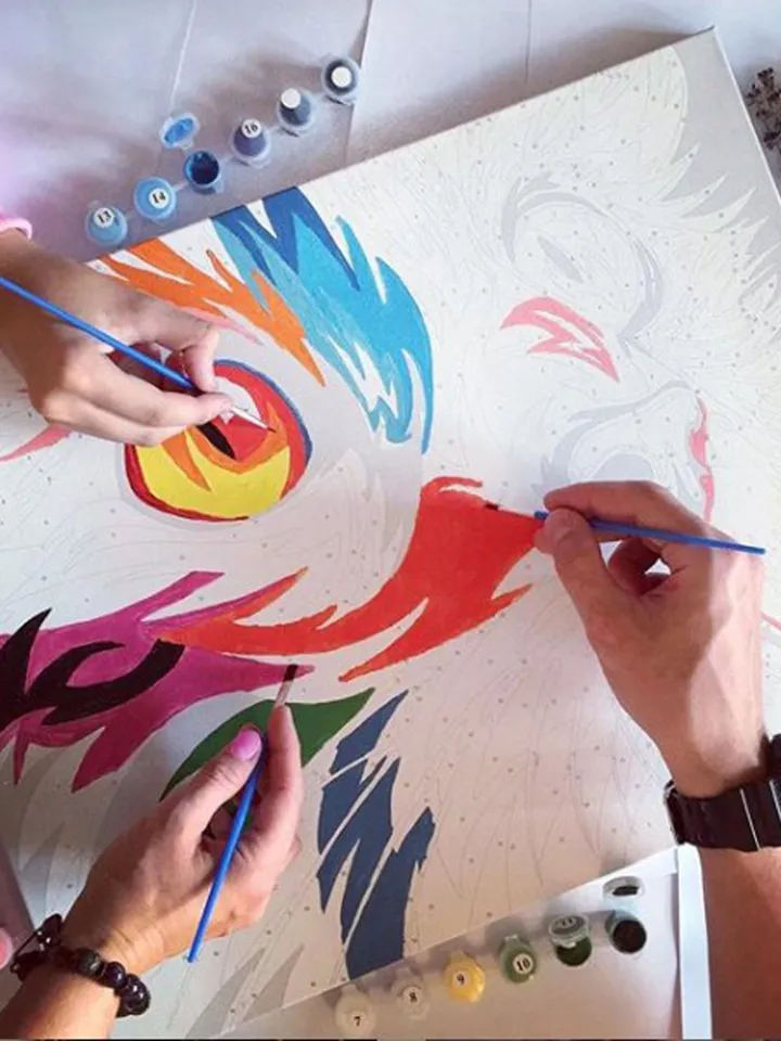Multicolored Parrots Paint by Number kit Adult, Birds Painting set For Kids With Frame On Canvas