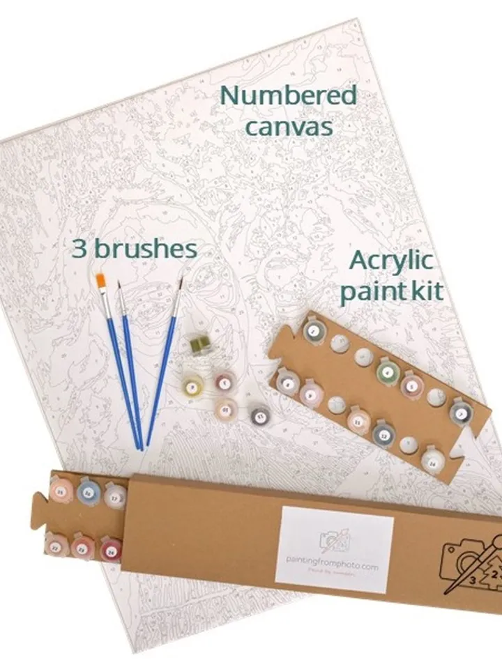 Floral Paint by number kit Adult, Dahlia Painting kit Flower With Frame On Canvas ❰ Gifts for Her ❱