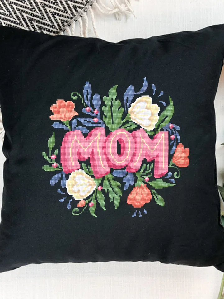 Bouquet flower cross stitch pattern download PDF Mom cross stitch chart, DIY gift for mother, Floral hoop art, Beginner cross stitch #Q46