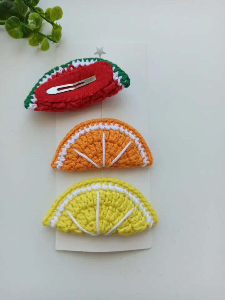 Cute hair clips, hair accessories,crochet hairpin for girl, hair clips lemon