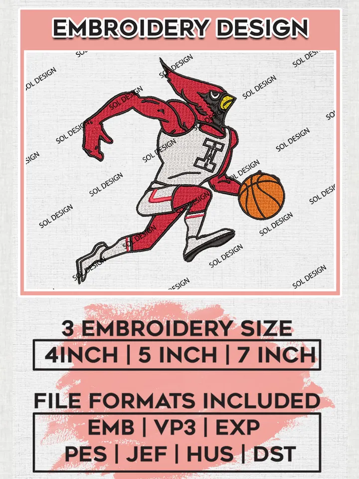 NCAA Illinois State Redbirds Basketball Team Mascot Logo embroidery designs, NCAA Illinois State Redbirds Logo Machine embroidery files, NCAA Team Logo embroidery designs, NCAA Game Day Machine embroidery designs, Digital Download