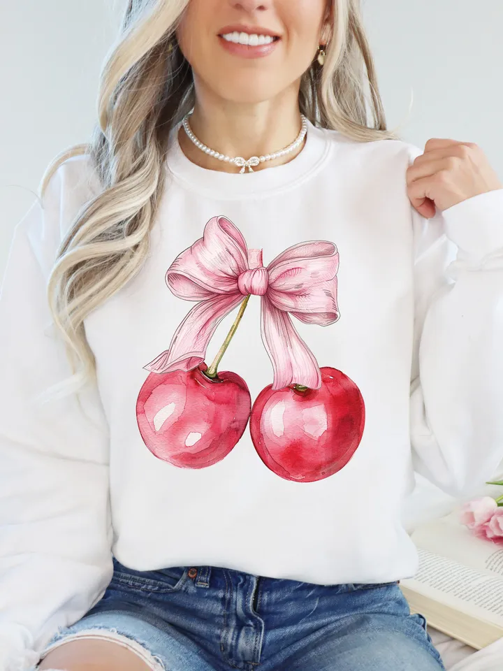 Cherry coquette bow png soft girl era aesthetic png Trendy Cherry png coquette shirt design retro mama png cherry bow png sublimation design