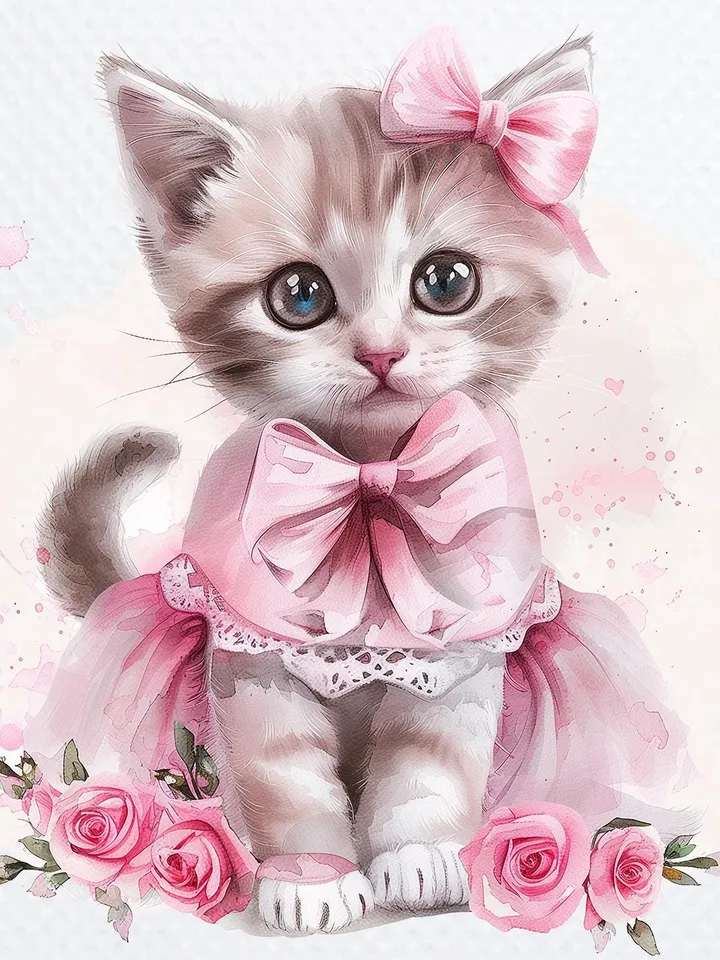 18 Kitten in dress PNG bundle, Floral Kitten Shabby Chic Clipart, Printable Watercolor floral cat Clipart for sublimation, junk journal