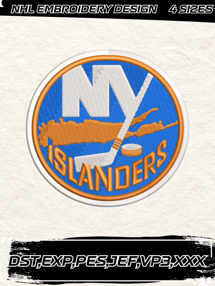 New York Islanders Logos Embroidery Designs,NHL Logo Embroidery Files, Machine Embroidery Design File, 4 Sizes,Digital Download