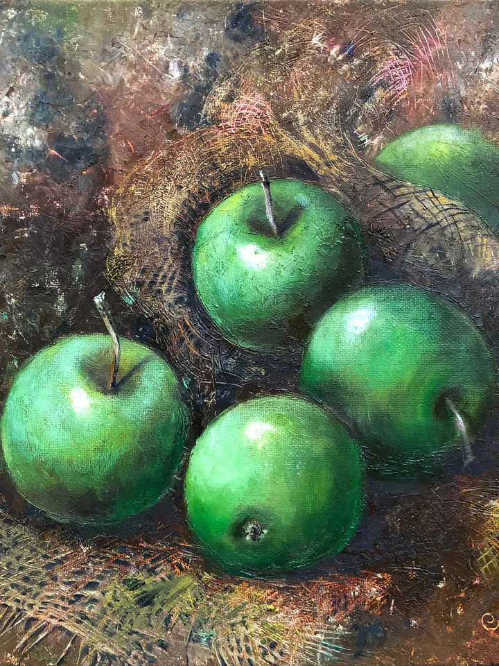 Apples Oil Painting Original Fruits Oil Painting Still life