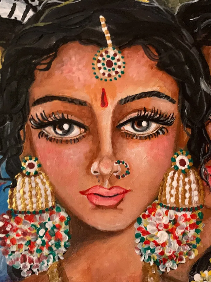 Personalized painting fine art print handmade unique indian goddesses art, custom art poster, beautiful hindu festival spiritual wall art