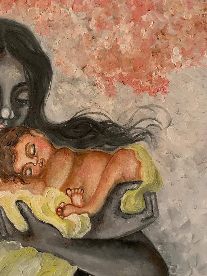 Personalized mother and child fine art, handmade painted quality print  unconditional love wall art, home decor room decoration