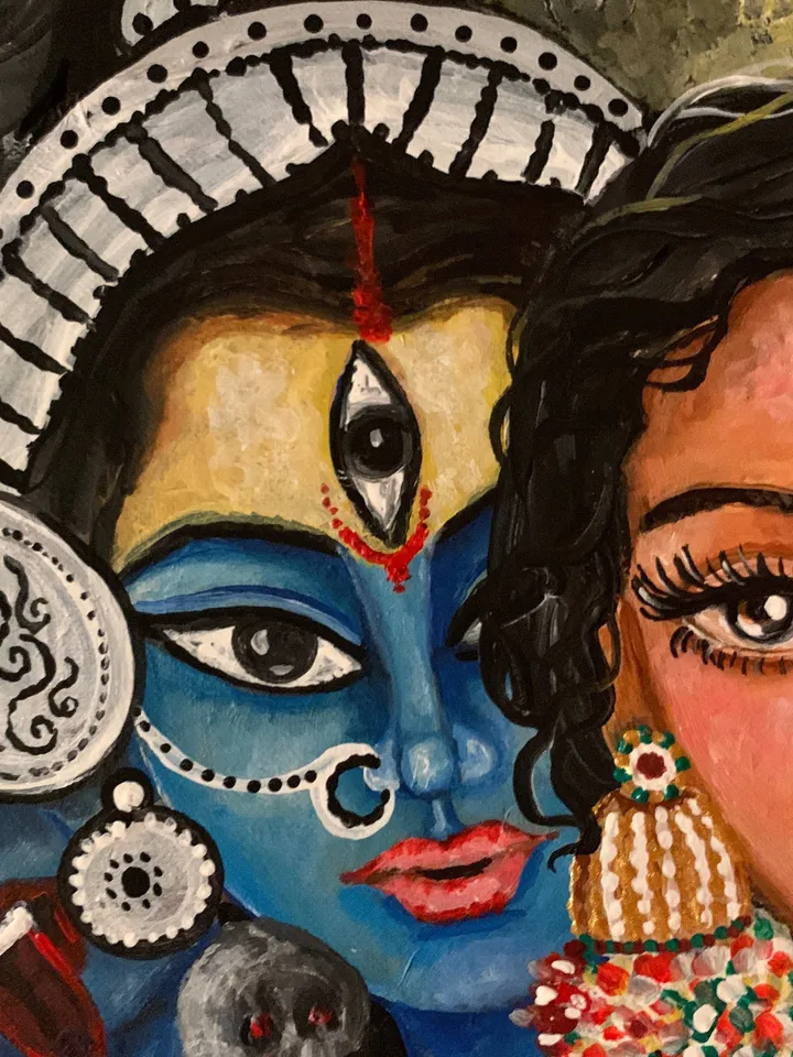 Personalized painting fine art print handmade unique indian goddesses art, custom art poster, beautiful hindu festival spiritual wall art
