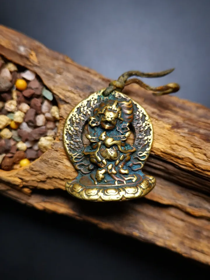 Gandhanra Antique Tibetan Buddhism Amulet Pendant,Panjaranata Mahakala,80 Years Old