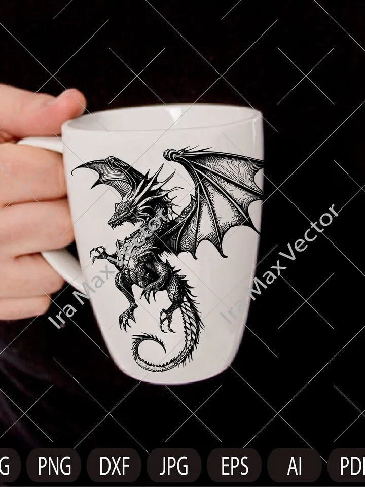 Dragon svg, Dragon detailed, Dragon flying, Dragon Vector, Chinese Dragon SVG, Fantasy Dragon SVG, Asian dragon Svg, Dragon Silhouette