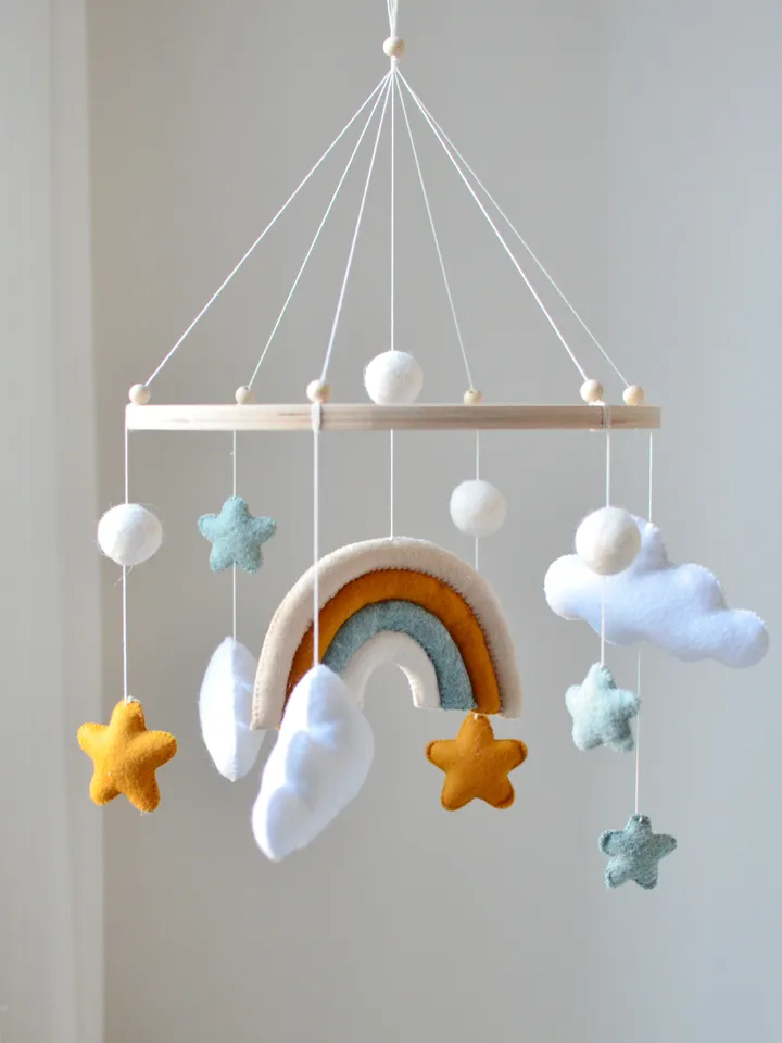 Baby mobile girl with Rainbow ,Nursery decor and Best baby shower gift