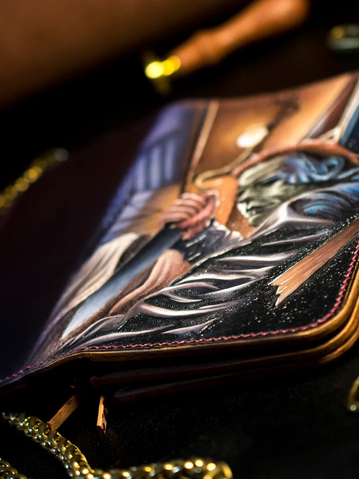 Long wallet Genuine brown leather Michael Myers Halloween original handmade