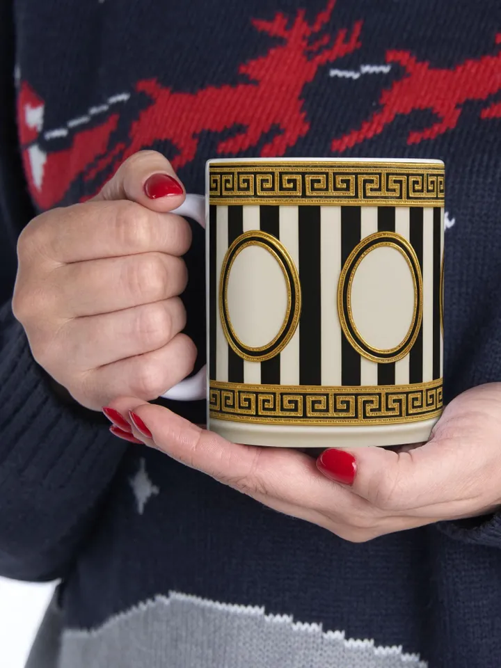 Elegant Greek Pattern Ceramic Mug, Coffee Cup for Home Decor, Birthday Gift, Tea Lovers, Unique Kitchenware, Drinkware, Greek Design Mug