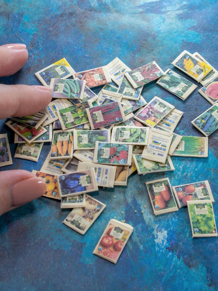 TEMPLATE Miniature seed packets 60 pcs for 1:12 scale dollhouse