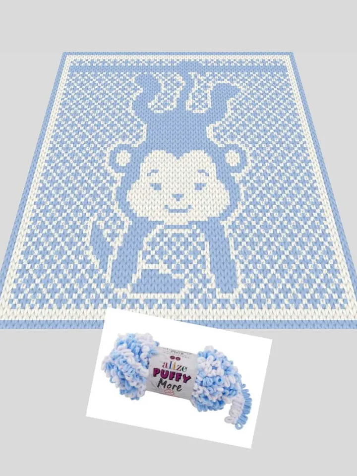 Loop yarn Finger knitted Monkey blanket pattern