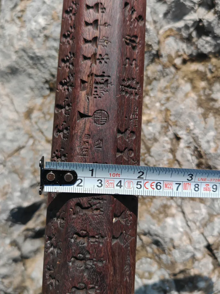 Gandhanra Antique Tibetan Buddhist Zanpar Wooden Mold Stick,Dharma Ritual Plate,Intricately Carved Esoteric Ritual Objects and protectors