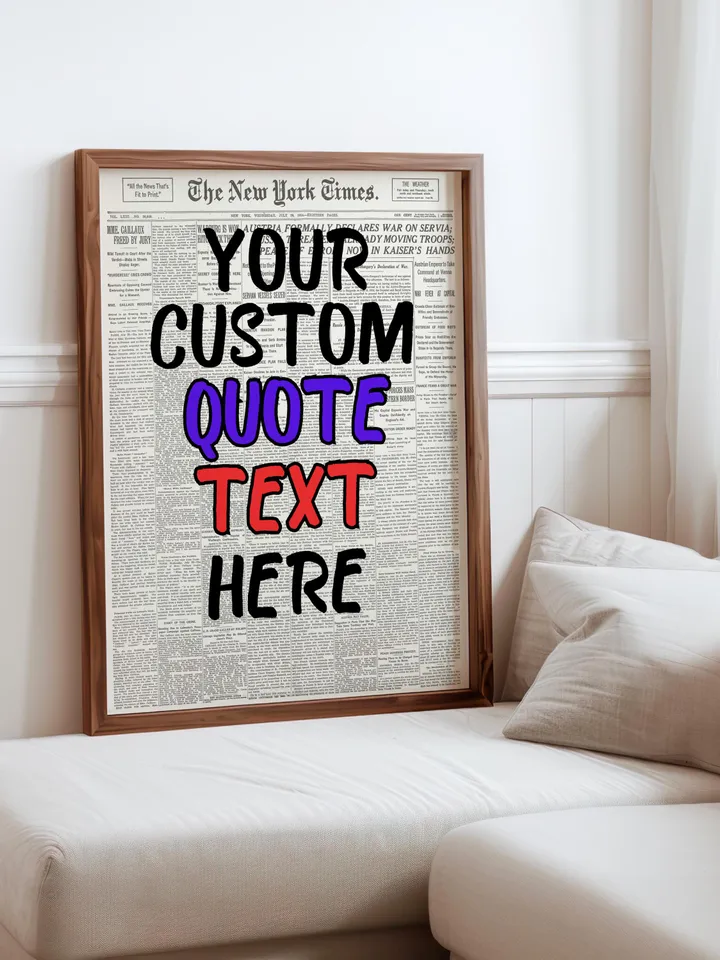 Personalized Quote Wall Art, Custom Text Poster, Newspaper Style Printable Decor, Modern Typography, Digital Download