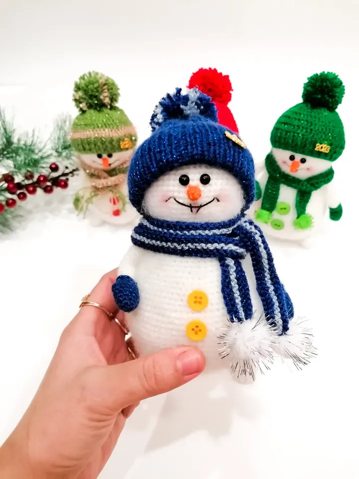 snowmen crocheted, handmade.