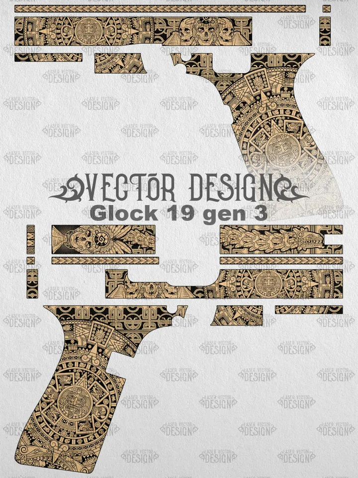 VECTOR DESIGN Glock 19 gen 3 Aztec calendar