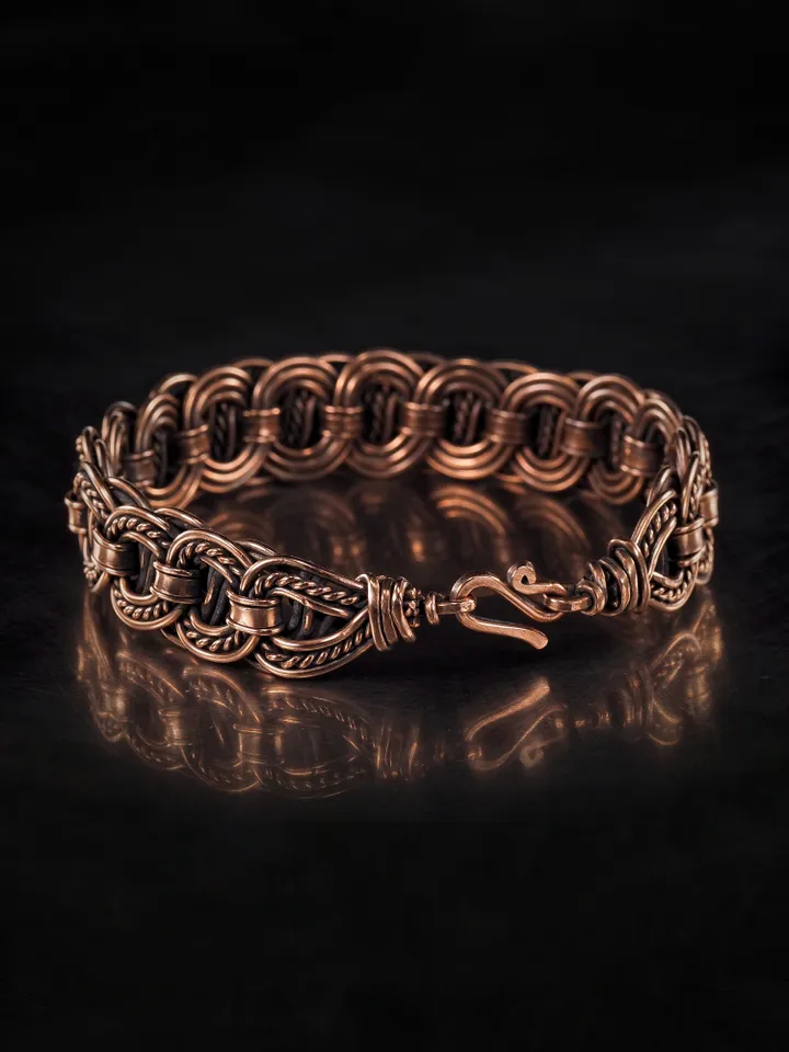 Woven copper wire bracelet Antique style handcrafted copper jewelry Unique gift