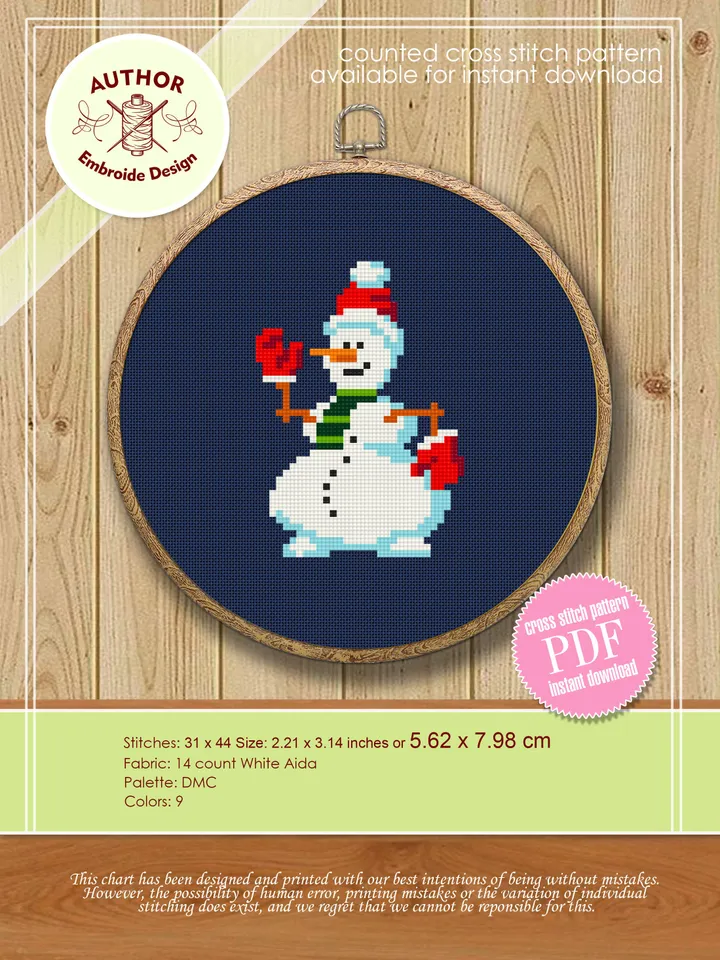 Christmas set cross stitch pattern download PDF Small snowman hand embroidery PDF, Moon cross stitch chart, Christmas cross stitch card #S58